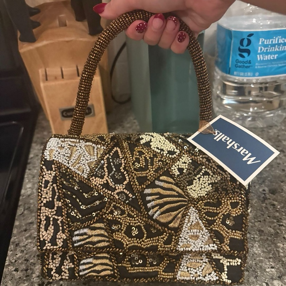 Beaded holiday Handbag with Animal Print Design